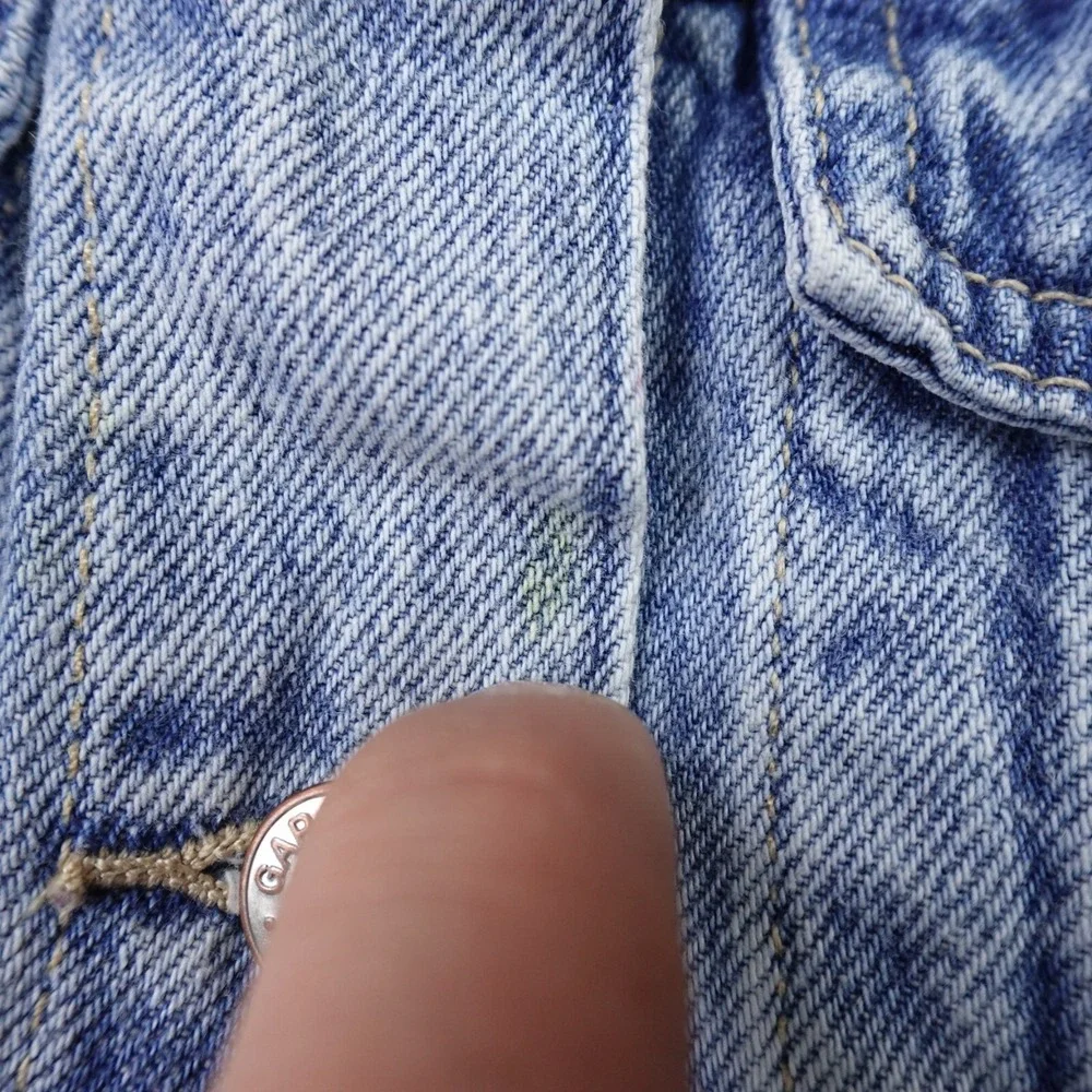 Gap Jacket Girls L Blue Jean Denim Flap Pocket Western Biker Trucker Bomber Coat